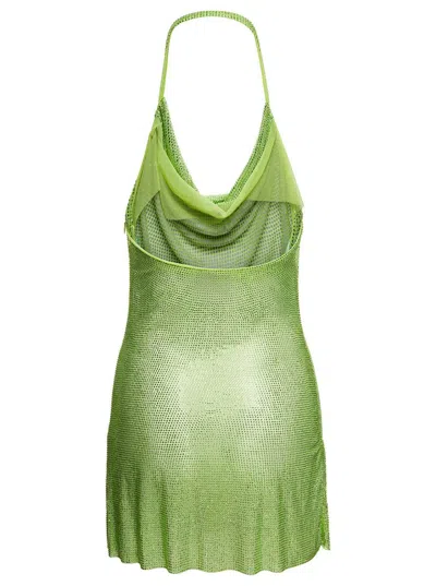 Shop Giuseppe Di Morabito Green Halterneck Backless Cowl Effect Minidress In Polyamide Woman