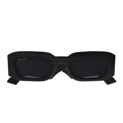Gucci Gg1425s 001 Rectangle Sunglasses In Black