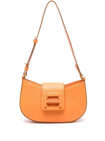 Shop Hogan H-bag Leather Shoulder Bag In Orange
