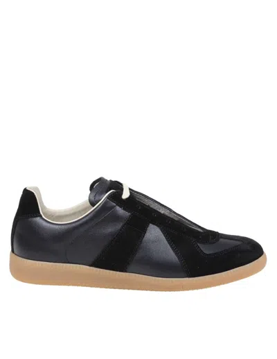 Shop Maison Margiela Suede And Leather Sneakers In Black