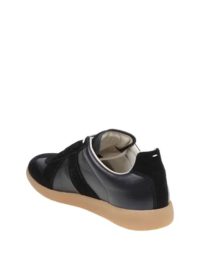 Shop Maison Margiela Suede And Leather Sneakers In Black