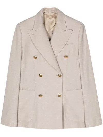 Shop Max Mara Cotton Double-breasted Jacket In Beige