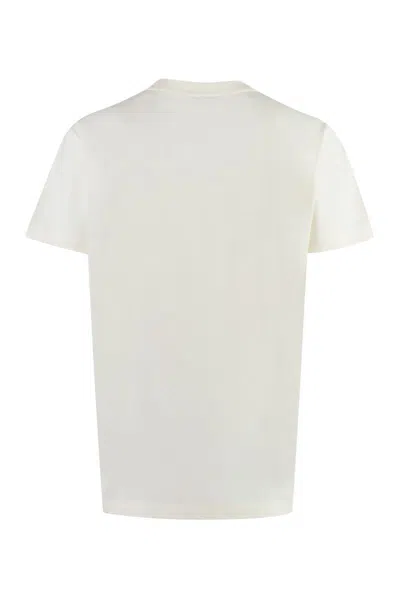 Shop Moncler Cotton Crew-neck T-shirt In White