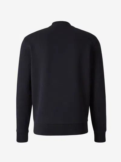 Shop Moncler Logo Cotton Sweatshirt In Blau Nit