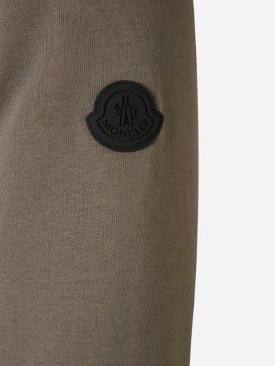 Shop Moncler Logo Cotton Sweatshirt In Taupe
