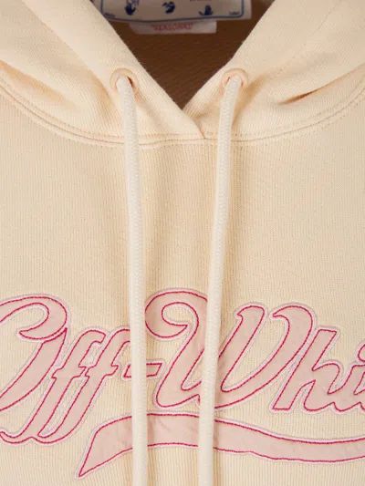 Shop Off-white Baseball Logo Hoodie In Beige And Pink