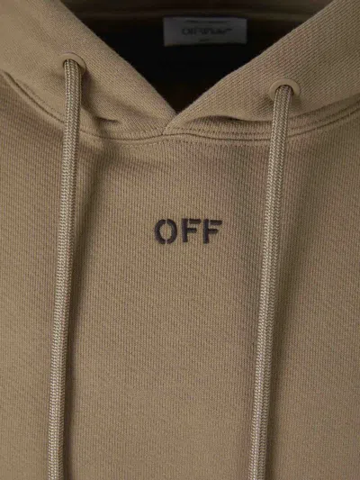 Shop Off-white Cotton Logo Sweatshirt In Camel