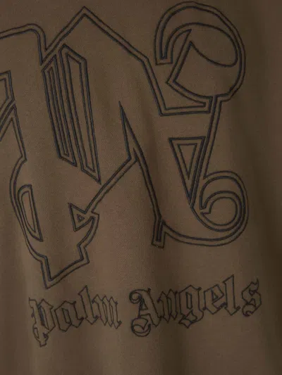 Shop Palm Angels Embroidered Logo Sweatshirt In Brown And Black