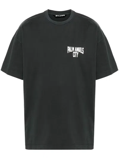 Shop Palm Angels Pa City Delavé T-shirt Clothing In Grey
