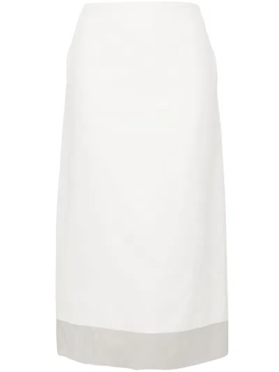 Shop Sportmax Silk Midi Skirt In White