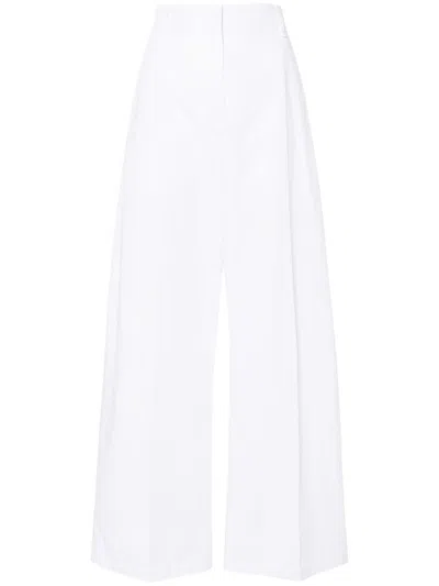 Shop Sportmax Wide-leg Cotton Trousers In White