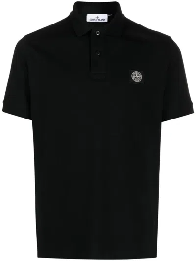 Shop Stone Island Piquet Polo. Clothing In Black