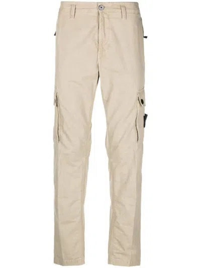 Shop Stone Island Slim Fit Cargo Pants "old" Treatment In Brushed Cotton Canvas In Beige