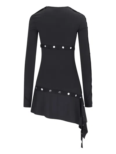 Attico Studded Asymmetric Convertible Dress In Black