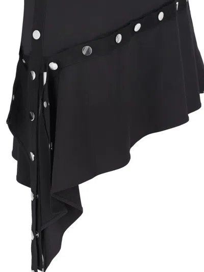 Attico Studded Asymmetric Convertible Dress In Black