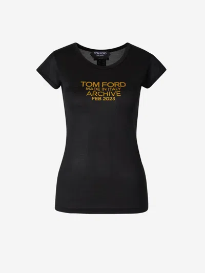 Shop Tom Ford Logo Archives T-shirt In Negre