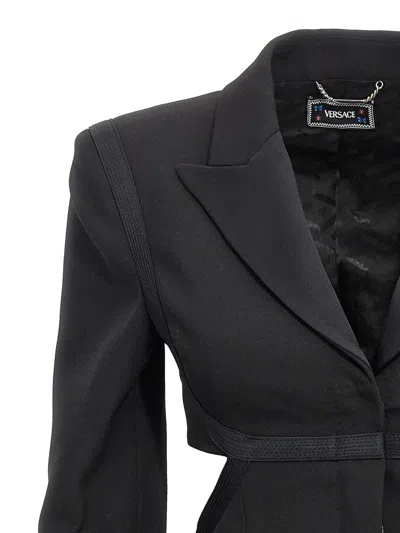 Shop Versace La Vacanza Capsule Single-breasted Blazer In Black