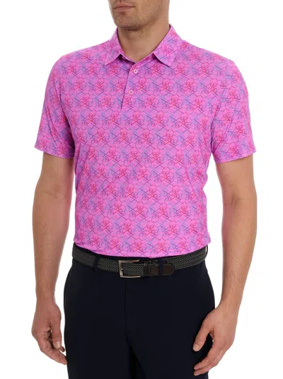 Shop Robert Graham Iron Skull Performance Polo In Pink