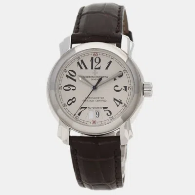Pre-owned Vacheron Constantin 18k White Gold Malte 42015 Men's Wristwatch 38mm In Silver