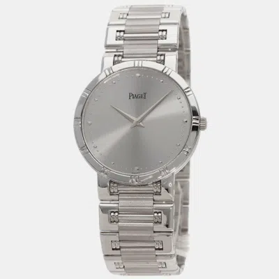 Pre-owned Piaget Silver 18k White Gold Dancer 84023 Men's Wristwatch 31mm