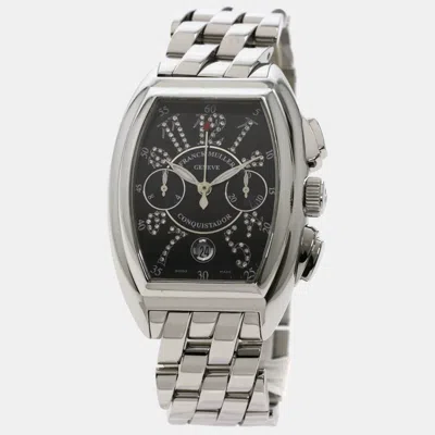 Pre-owned Franck Muller Black Stainless Steel Conquistador 8005cccdj Men's Wristwatch 35mm