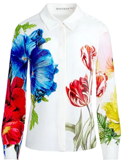 Shop Alice And Olivia Floral Print Shirt In White