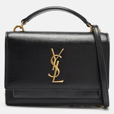 Pre-owned Saint Laurent Black Leather Sunset Chain Wallet