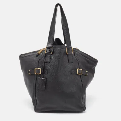 Pre-owned Saint Laurent Black Leather Large Downtown Tote