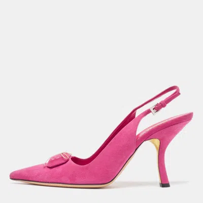Pre-owned Prada Pink Suede Slingback Pumps Size 39