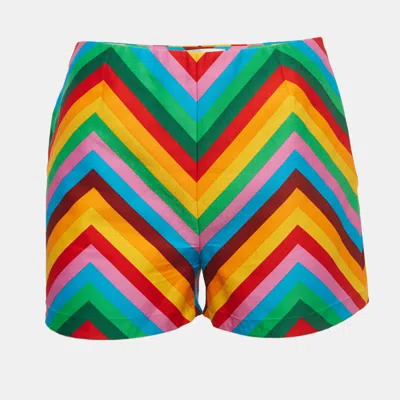Pre-owned Valentino Multicolor Rainbow Chevron Striped Cotton Baladera Shorts S