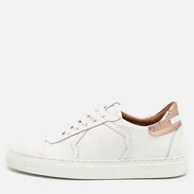 Pre-owned Malone Souliers White/rose Gold Leather Musa Sneakers Size 36