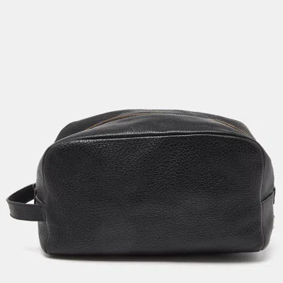 Pre-owned Dolce & Gabbana Black Grained Leather Zip Pouch