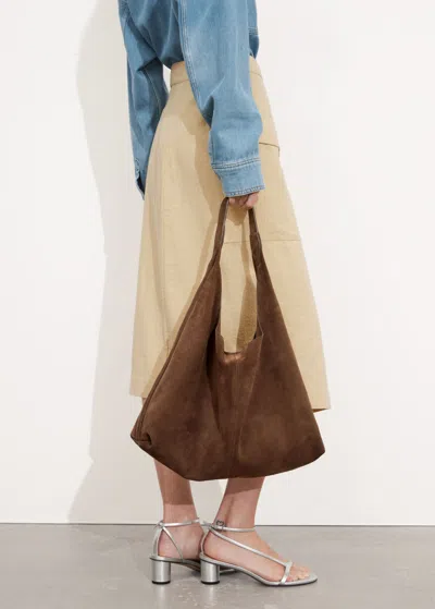 Shop Other Stories Large Suede Tote In Brown