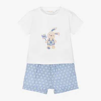 Shop Mayoral Newborn Baby Boys Blue Cotton Bunny Shorts Set