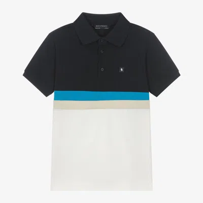 Shop Mayoral Nukutavake Boys Blue & White Cotton Polo Shirt