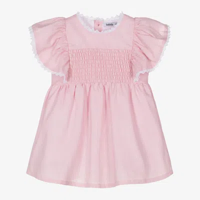 Shop Babidu Girls Pink Linen & Cotton Dress