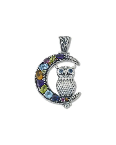 Shop Samuel B. Silver 5.22 Ct. Tw. Gemstone Moon & Owl Pendant