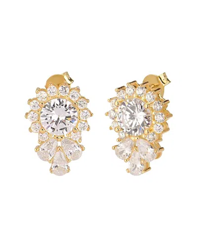 Gabi Rielle 14k Over Silver Cz Floral Bloom Studs