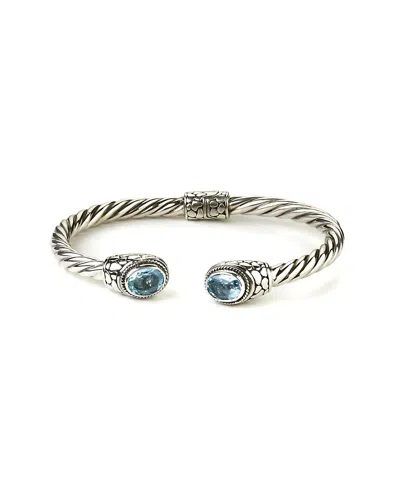 Samuel B. Silver 5.00 Ct. Tw. Blue Topaz Twisted Cable Bangle Bracelet