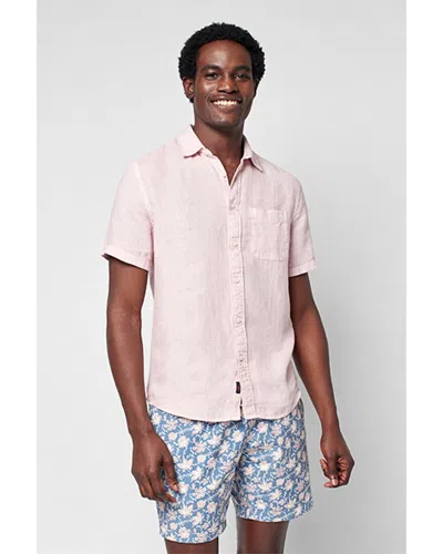 Shop Faherty Laguna Linen Shirt In Pink