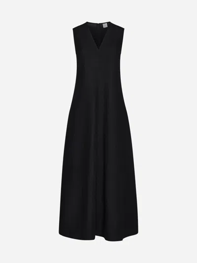 Shop Totême Lyocell Long Dress In Black