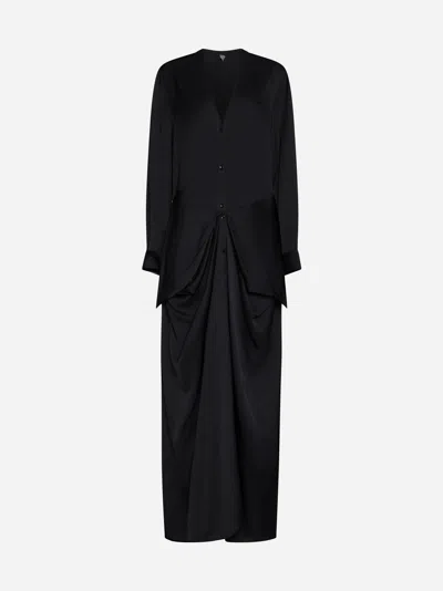 Shop Totême Satin Viscose Long Dress In Black