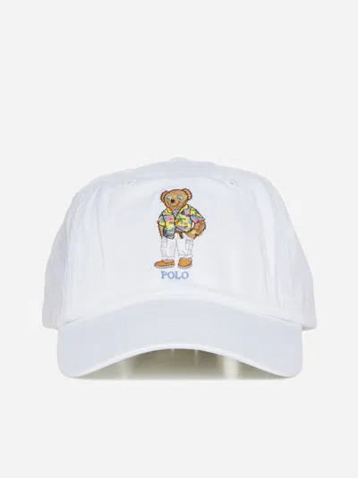 Shop Polo Ralph Lauren Bear Cotton Baseball Cap In White