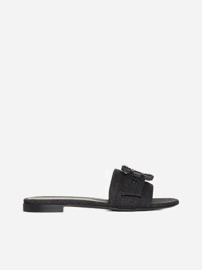 Shop Roberto Festa Fade Denim Flat Sandals In Black