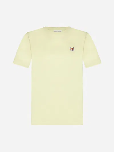 Shop Maison Kitsuné Fox Head Patch Cotton T-shirt In Chalk Yellow