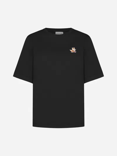 Shop Maison Kitsuné Speedy Fox Patch Cotton T-shirt In Black