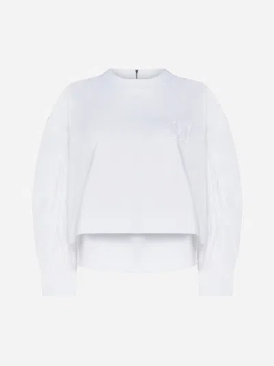 Shop Max Mara Dolly Cotton Cropped Sweatshirt In White