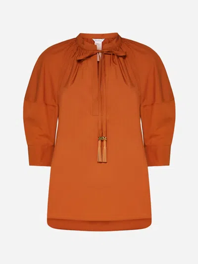 Shop Max Mara Carpi Cotton Blouse In Orange