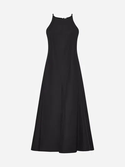 Shop Sportmax Cactus Cotton Long Dress In Black