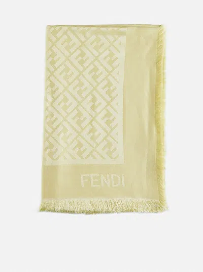 Shop Fendi Ff Silk And Wool Shawl In Sherbet Yellow